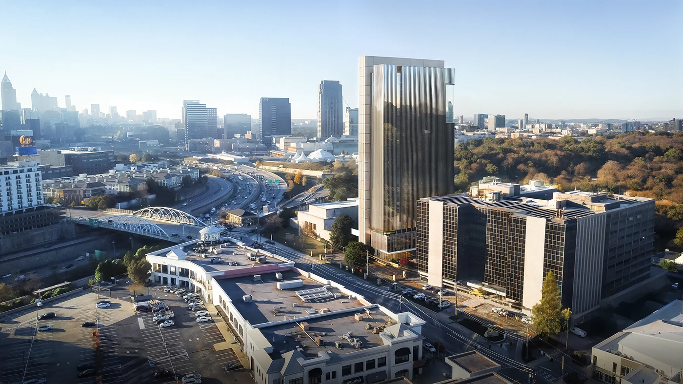 Drone photomontage — aerial site context